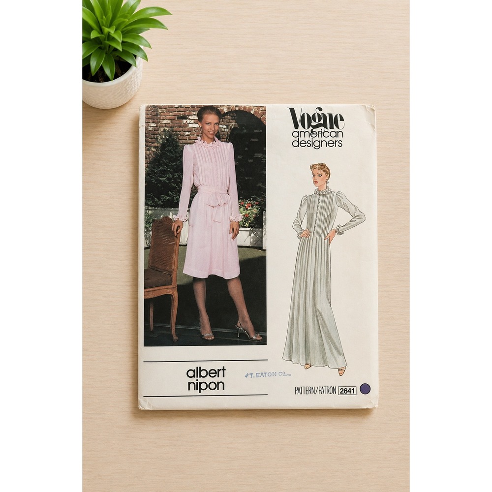 Vogue 2641 Albert Nipon Uncut Vintage 1980s Designer Ruffle Dress Pattern Formal
